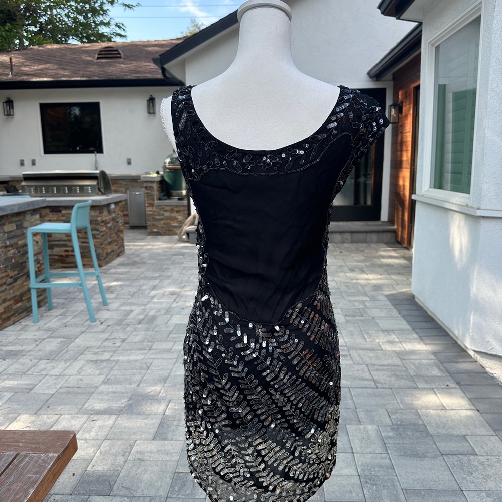 Alice + Olivia Black Sequin Sheath Mini Dress - Picture 3 of 5